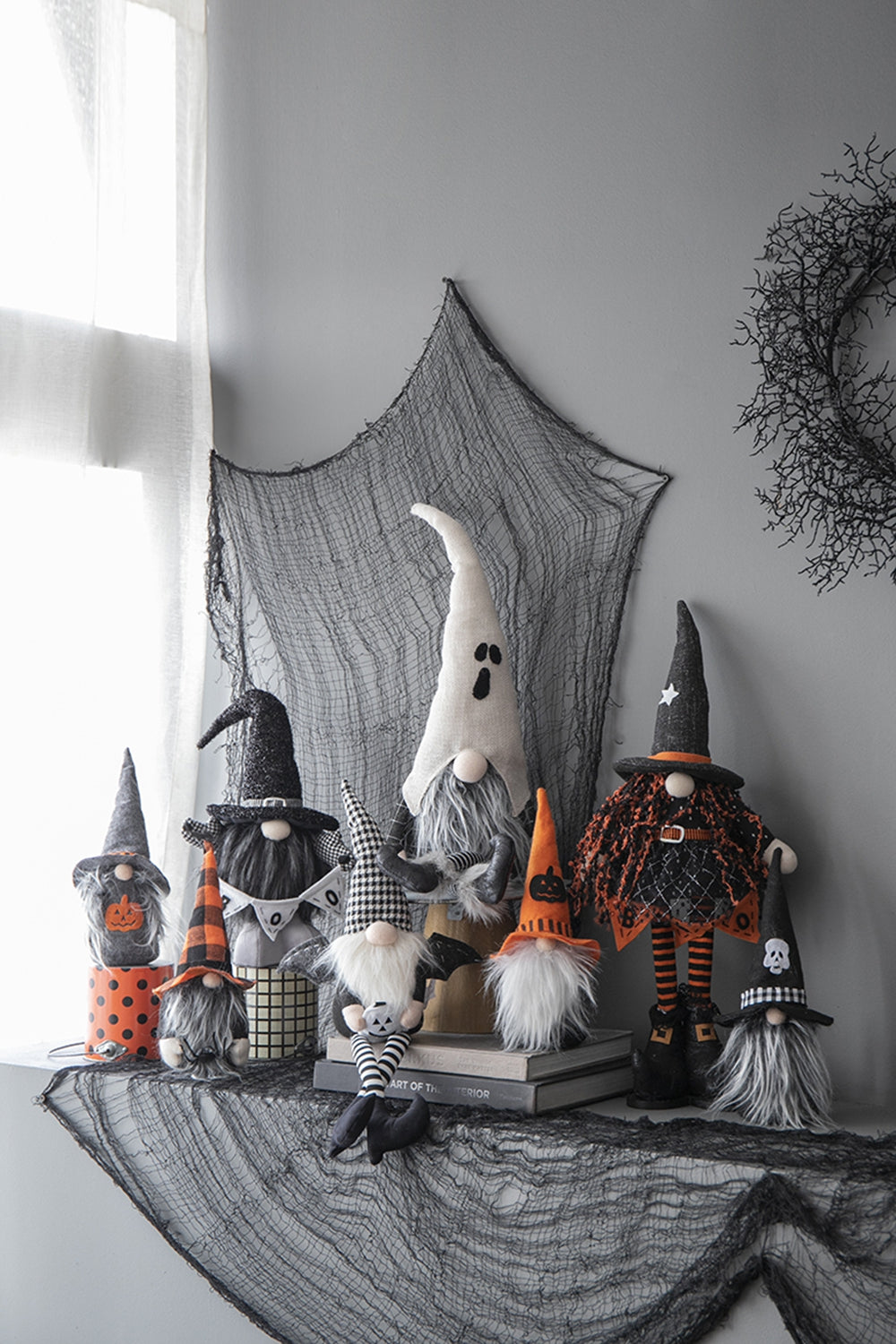 Set of 2 Black Gnomes with Wings - Halloween Decor - 23.5"