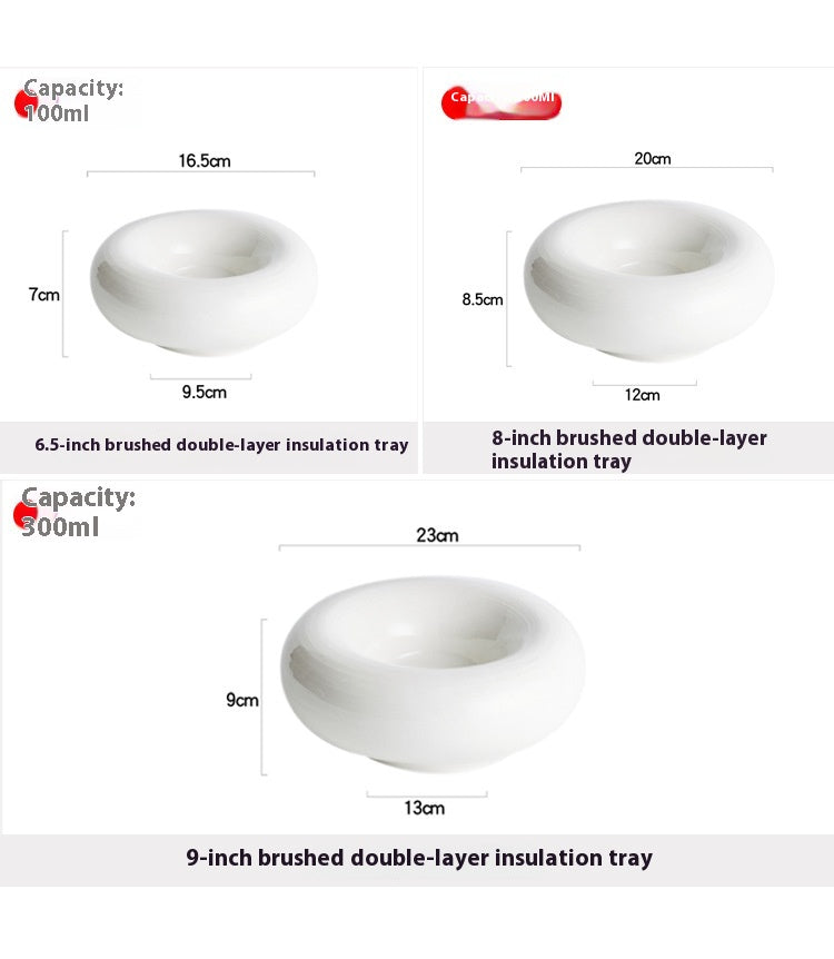 Ceramic Insulation Plate for Restaurant Buffet Use - 6.5, 8, 9 Inch Options