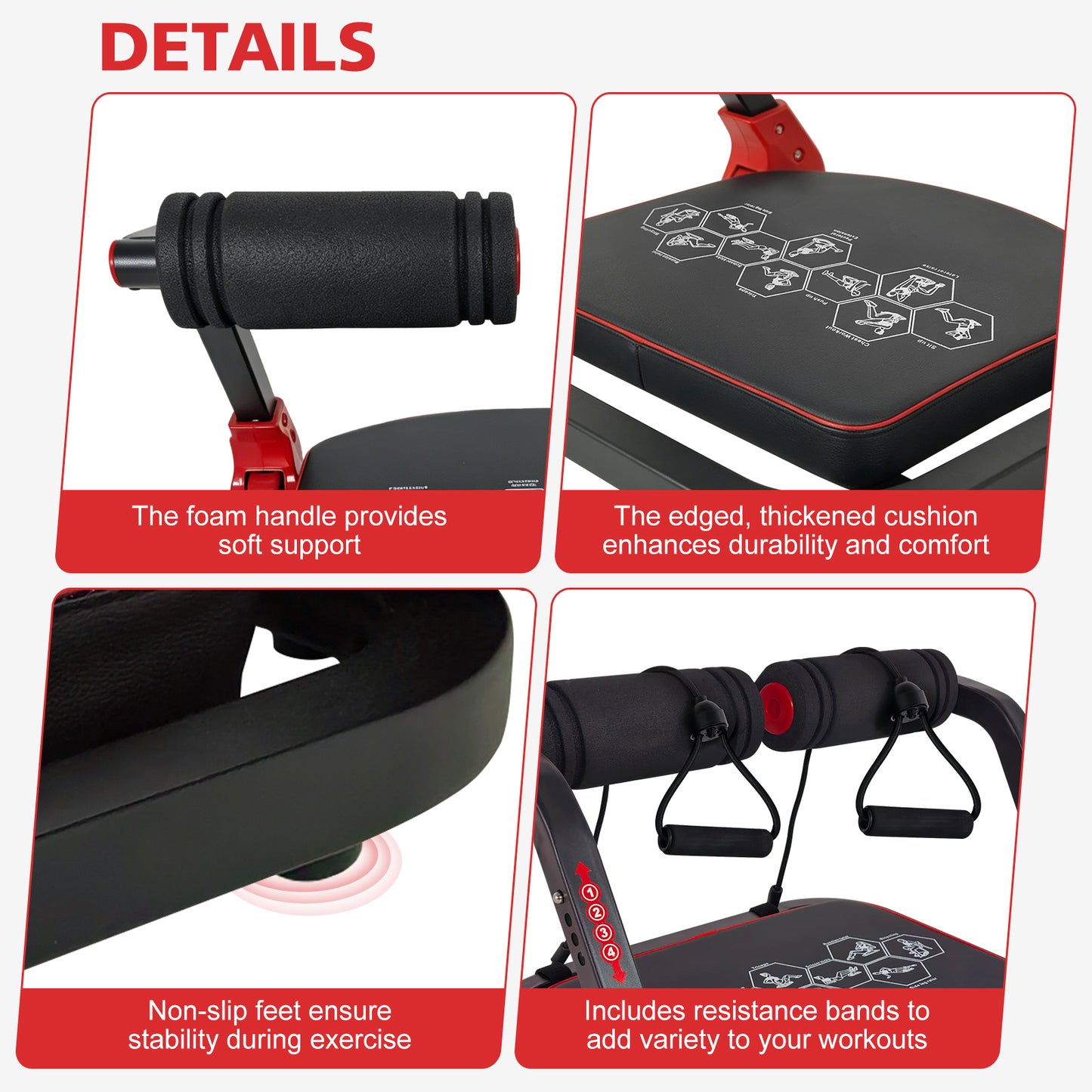 Ab Core Trainer with Resistance Bands - Home Gym Equipment
