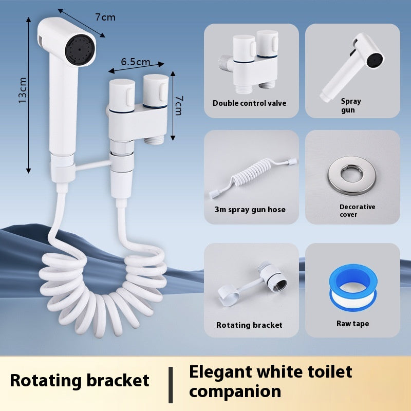 Two-Way Angle Valve Water Gun for Toilet Kitchen Shower - Stainless Steel