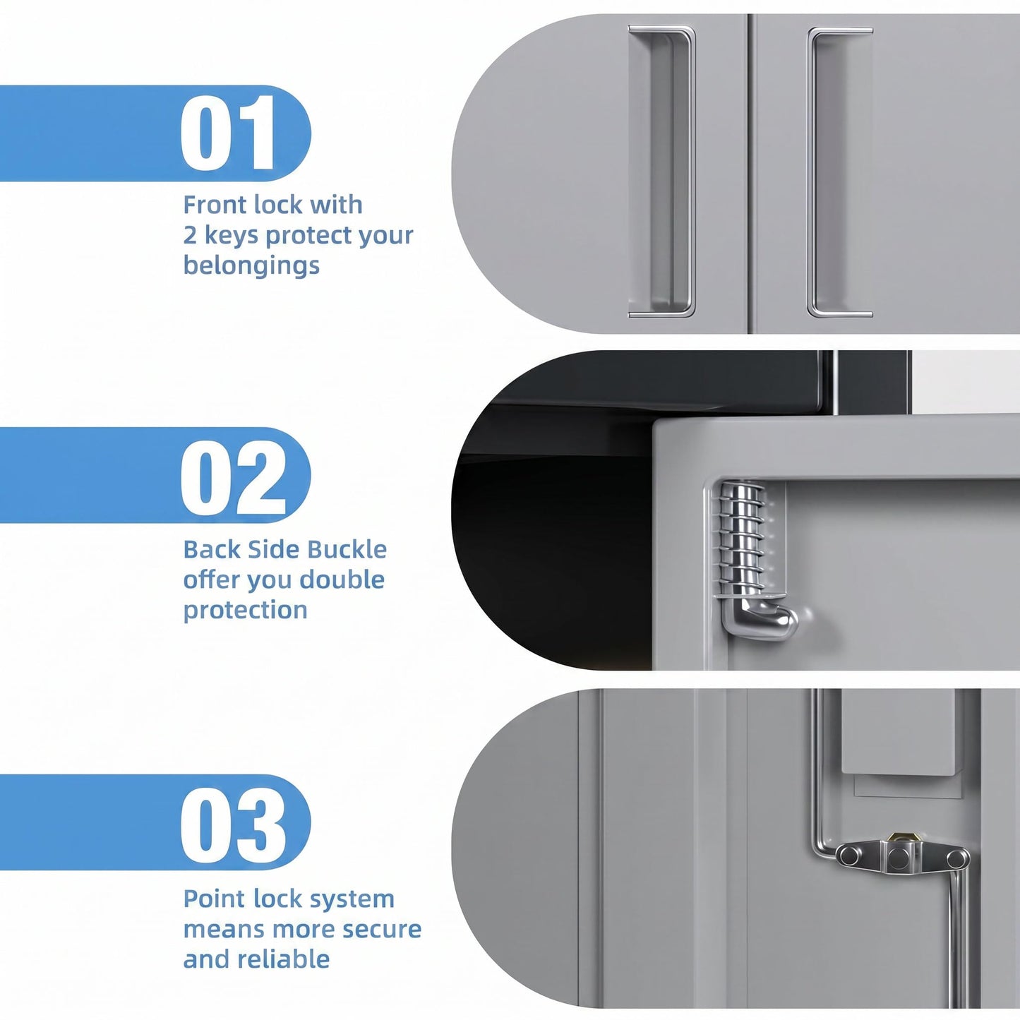 Lockable Steel Storage Cabinet with 4 Adjustable Shelves - Black & Gray