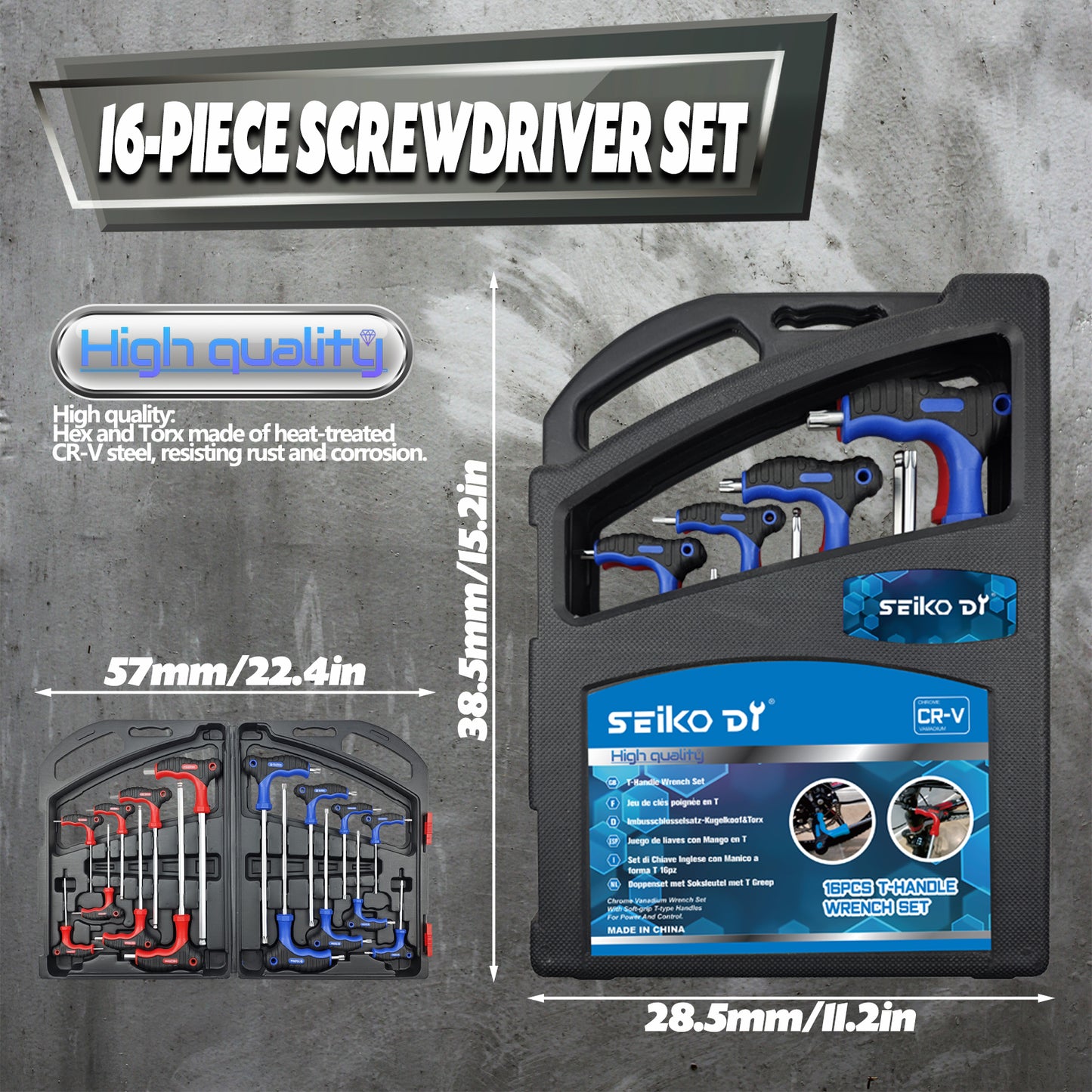 16-Piece Professional Hex Key Set - Home Repair & Maintenance Tools