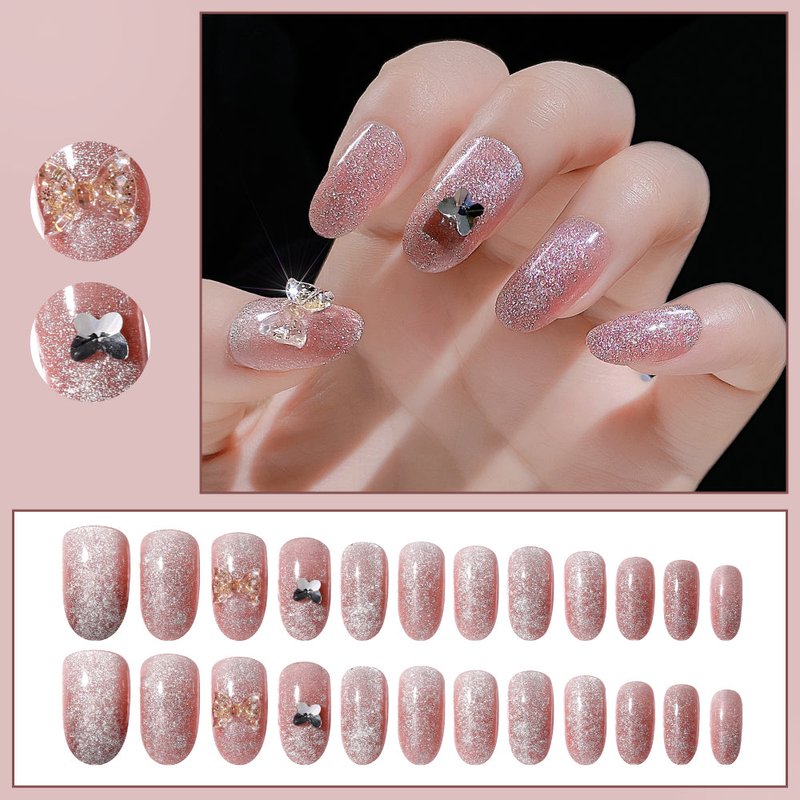 Fake Nail Patches with Jelly Glue - 24 Pieces