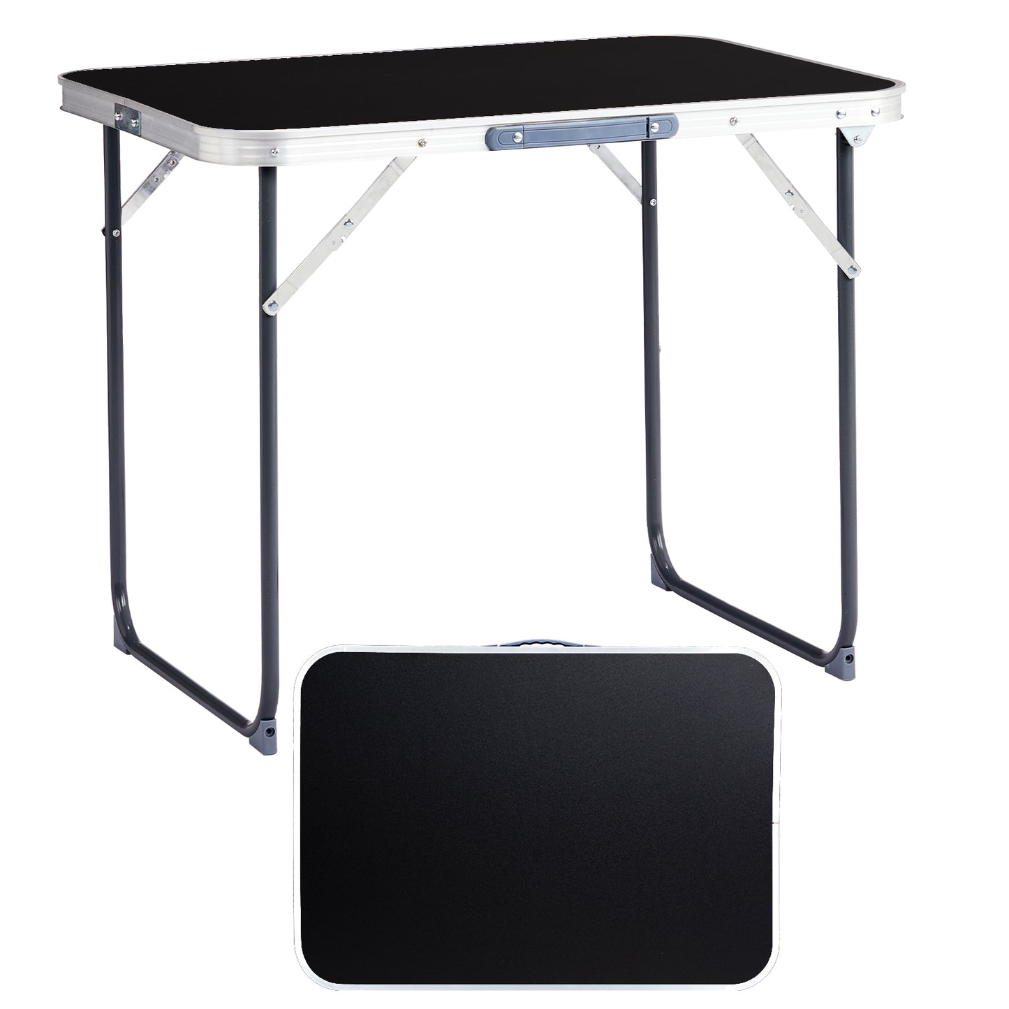 Portable Aluminum Folding Camping Table - 2.3ft Black