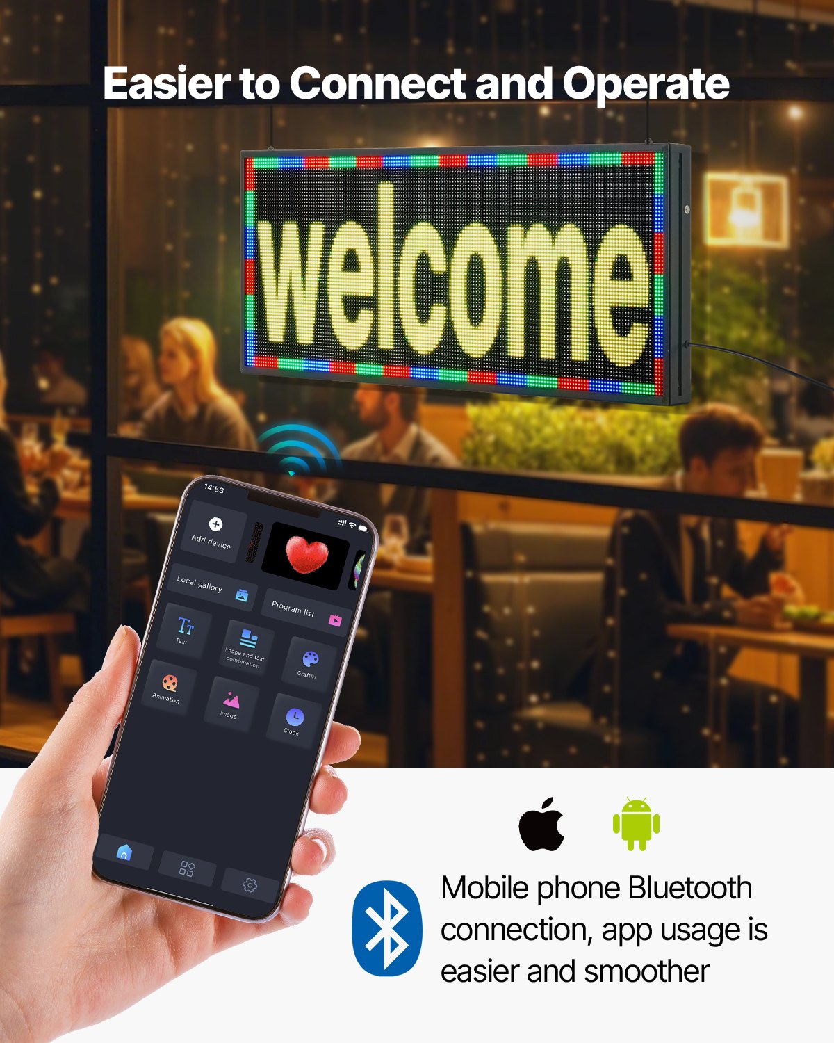 Programmable LED Sign - 40x18 Inch Digital Scrolling Display