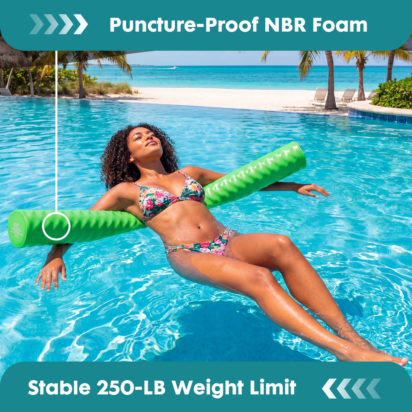 Noodle-Shaped Swimming Pool Float - High-Density Foam, Multiple Colors