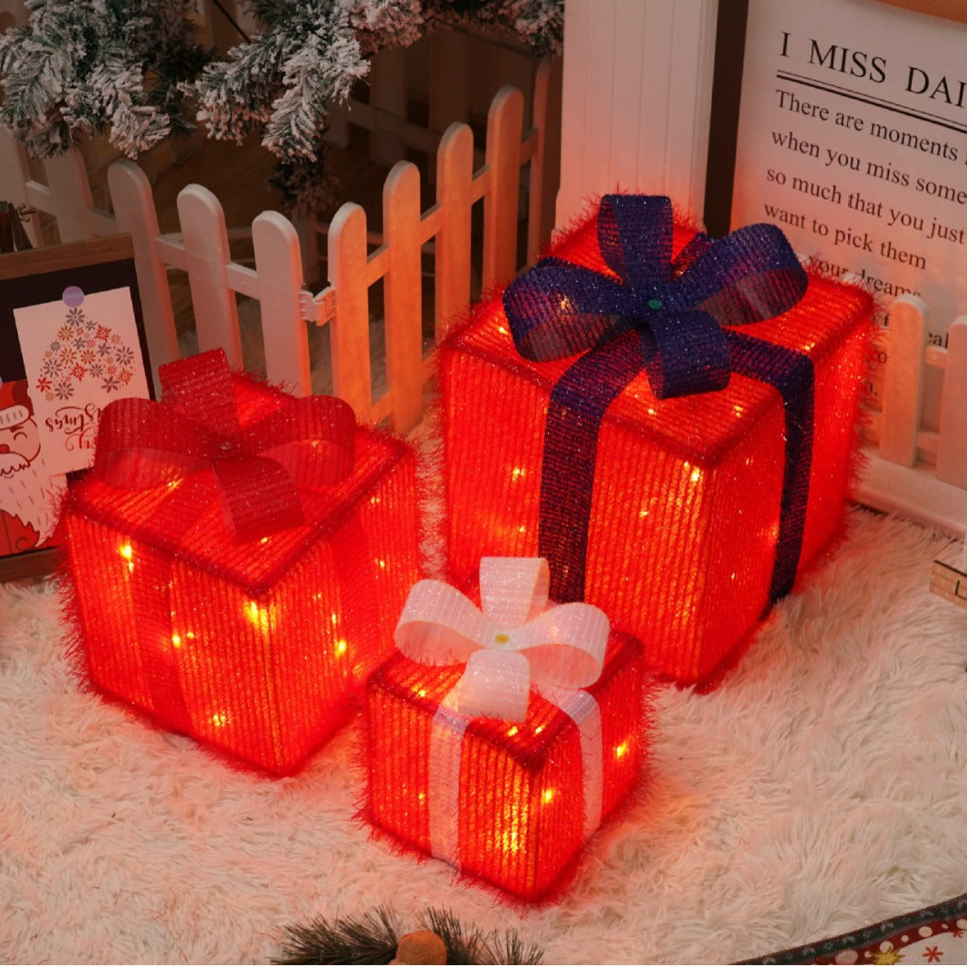 Remote Control Christmas Gift Box Lights - Holiday Decorative LED Set