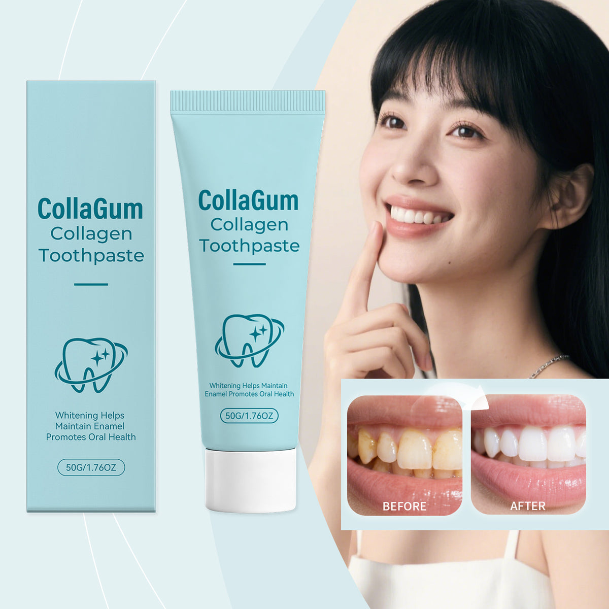 Collagen Brightening Toothpaste 50g - Enamel Care & Whitener