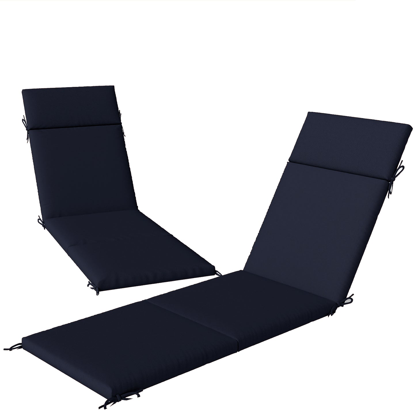 Chaise Lounge Cushions Set of 2 - Navy Blue, High-Density Foam