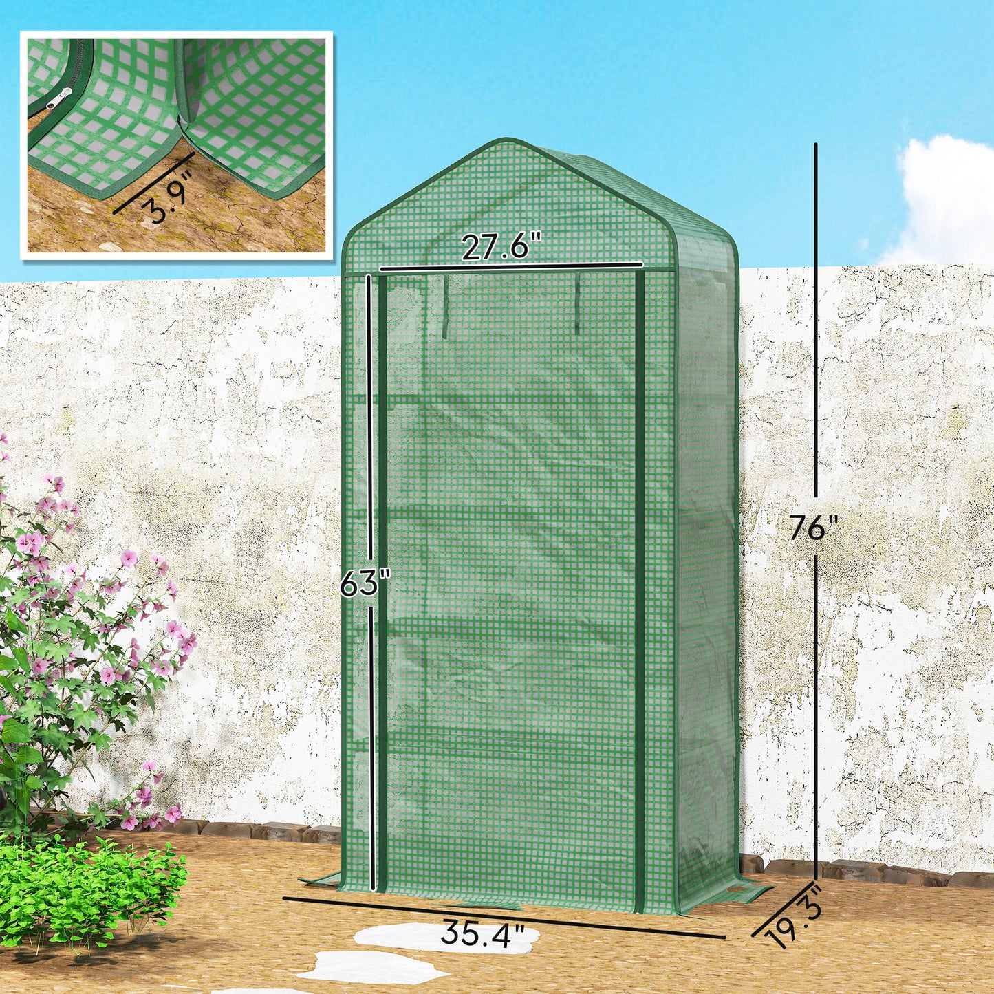 Mini Portable Greenhouse with 5 Shelves - Green