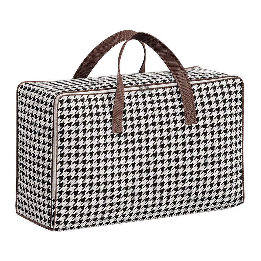 Portable Reinforced Houndstooth Storage Bag with Transparent Window - Multi-Size