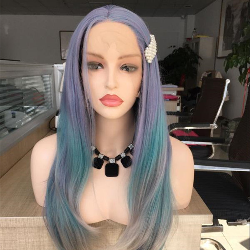 Women's Synthetic Wig with Lace Front & Long Straight Hair Cover - Multiple Colors