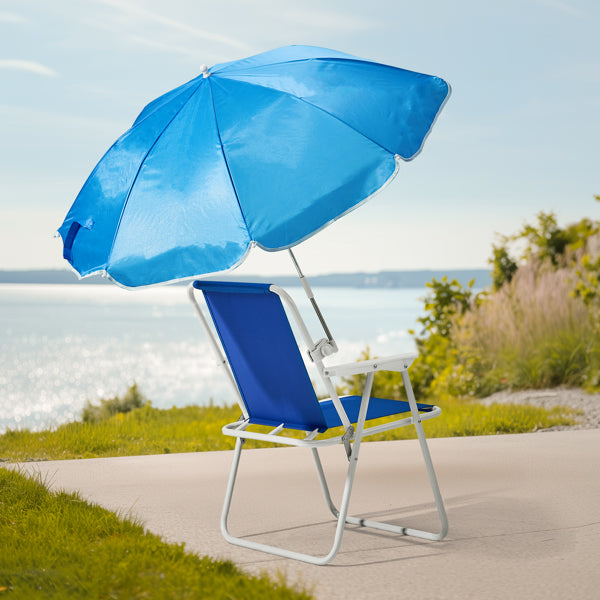 Folding Beach Chair with Umbrella - Lightweight, 265lbs Capacity