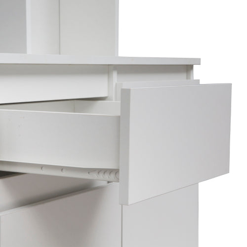 74 Inch White Kitchen Pantry Cabinet with Charging Station