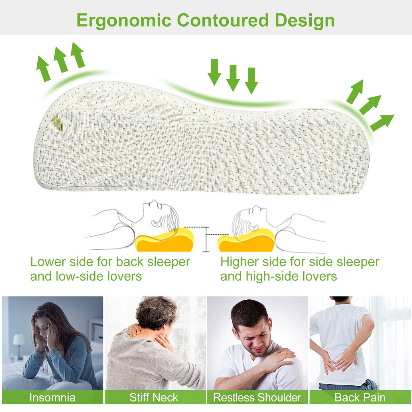Bamboo Memory Foam Neck Support Pillow - Ergonomic Design