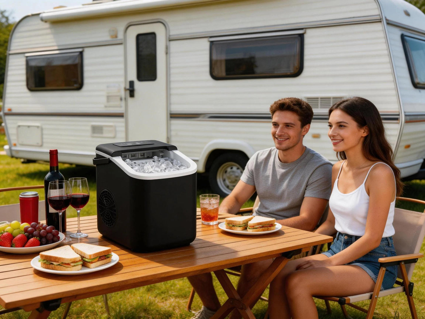 Portable Countertop Ice Maker Compact, Self-Cleaning, With Handle