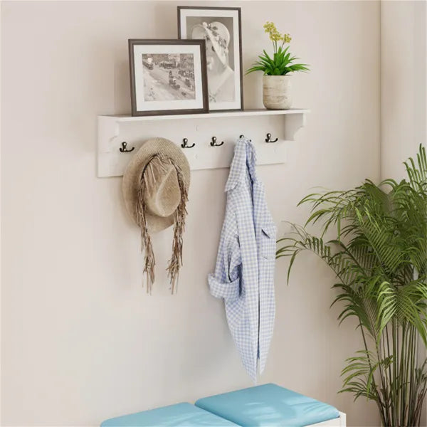 Wall Mount Coat Rack with Shelf - 6 Hooks, 110 lbs Capacity