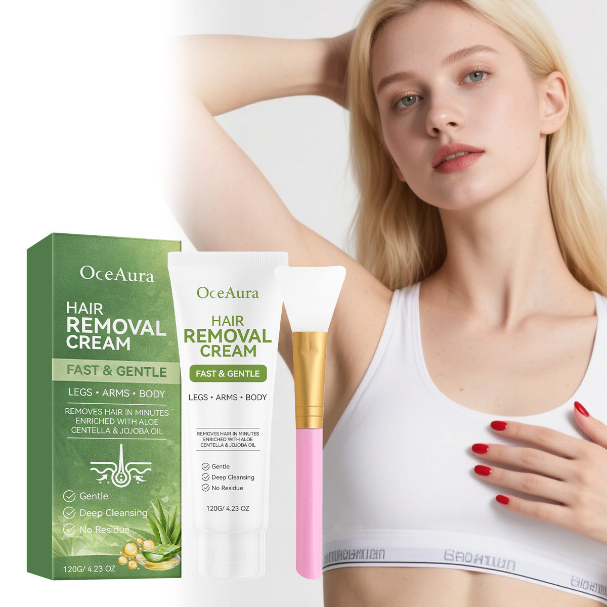 Aloe Hair Removal Cream 120G with Scraper - Gentle & Comfortable Body Care