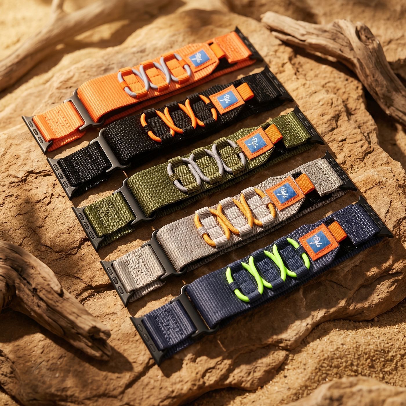Nylon Braided Watch Band Adjustable Rail-Style Camouflage & Color Variants