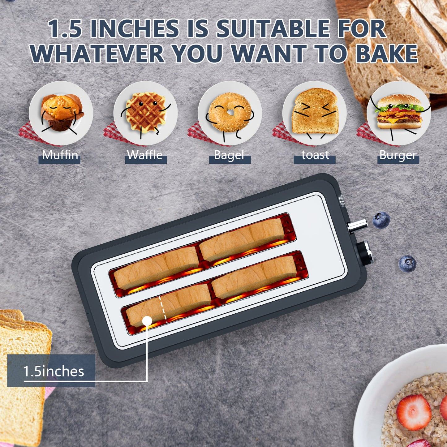 4-Slice Toaster with Extra Wide Slots - Matte Black, 6 Settings