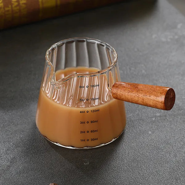 Mini 180ml Coffee Cup - Heat-Resistant Glass with Wooden Handle