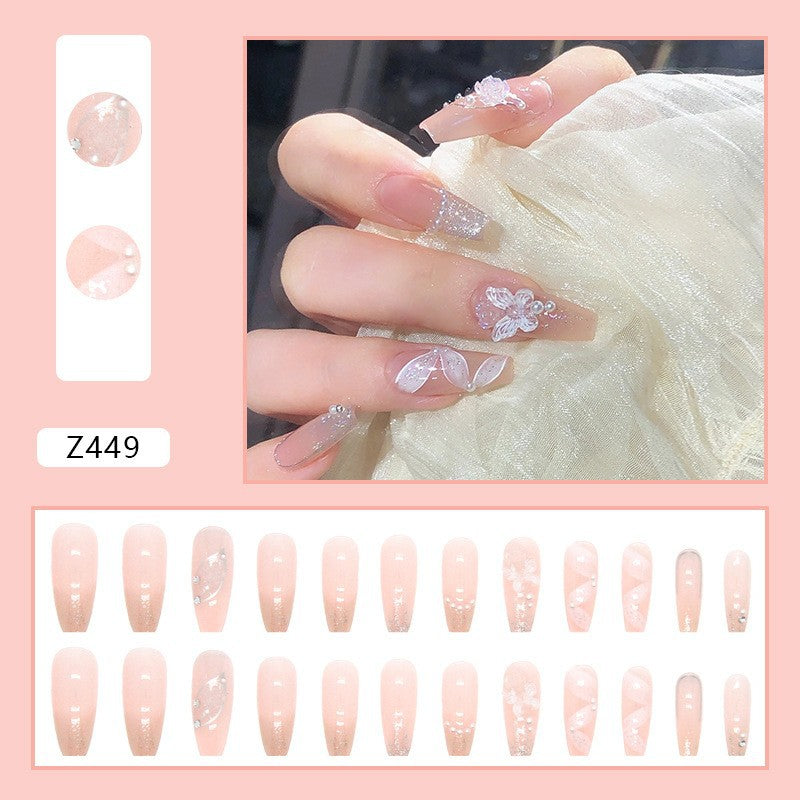 Detachable Fake Nail Stickers with Glue - Short Love & Cat's Paw Design