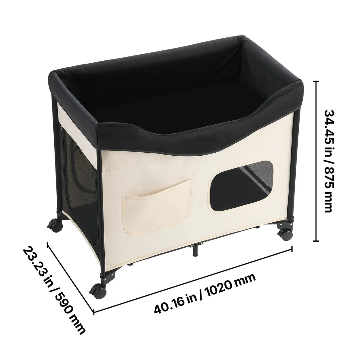 Elevated Foldable Dog Bed XL with Wheels & Storage - Large Pet Cot for Indoor & Outdoor Use