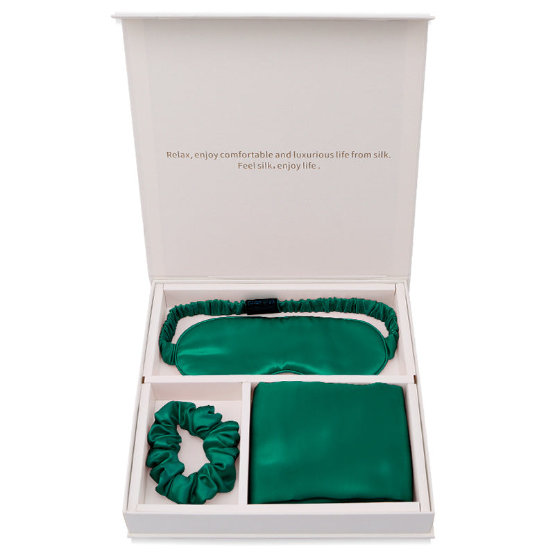 Silk Eye Mask Pillowcase Set with Hair Band - Sleep & Relaxation Gift Box