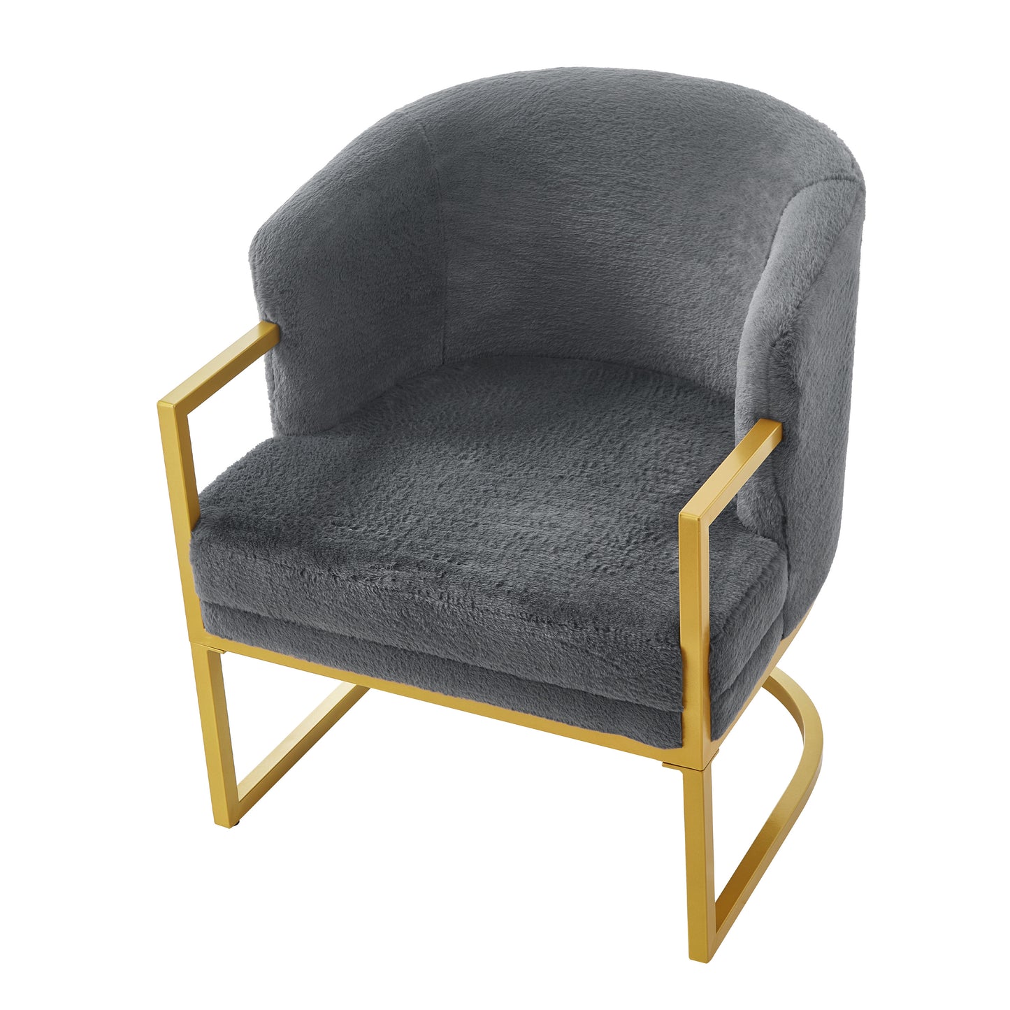 Cozy Grey Accent Chair with Gold Metal Frame - Modern Armchair