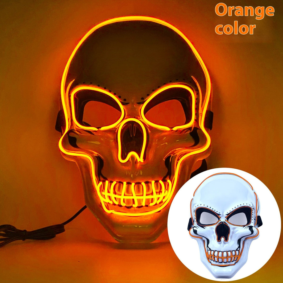 White Skull LED Mask Luminous Party Mask with Battery Operated Lighting