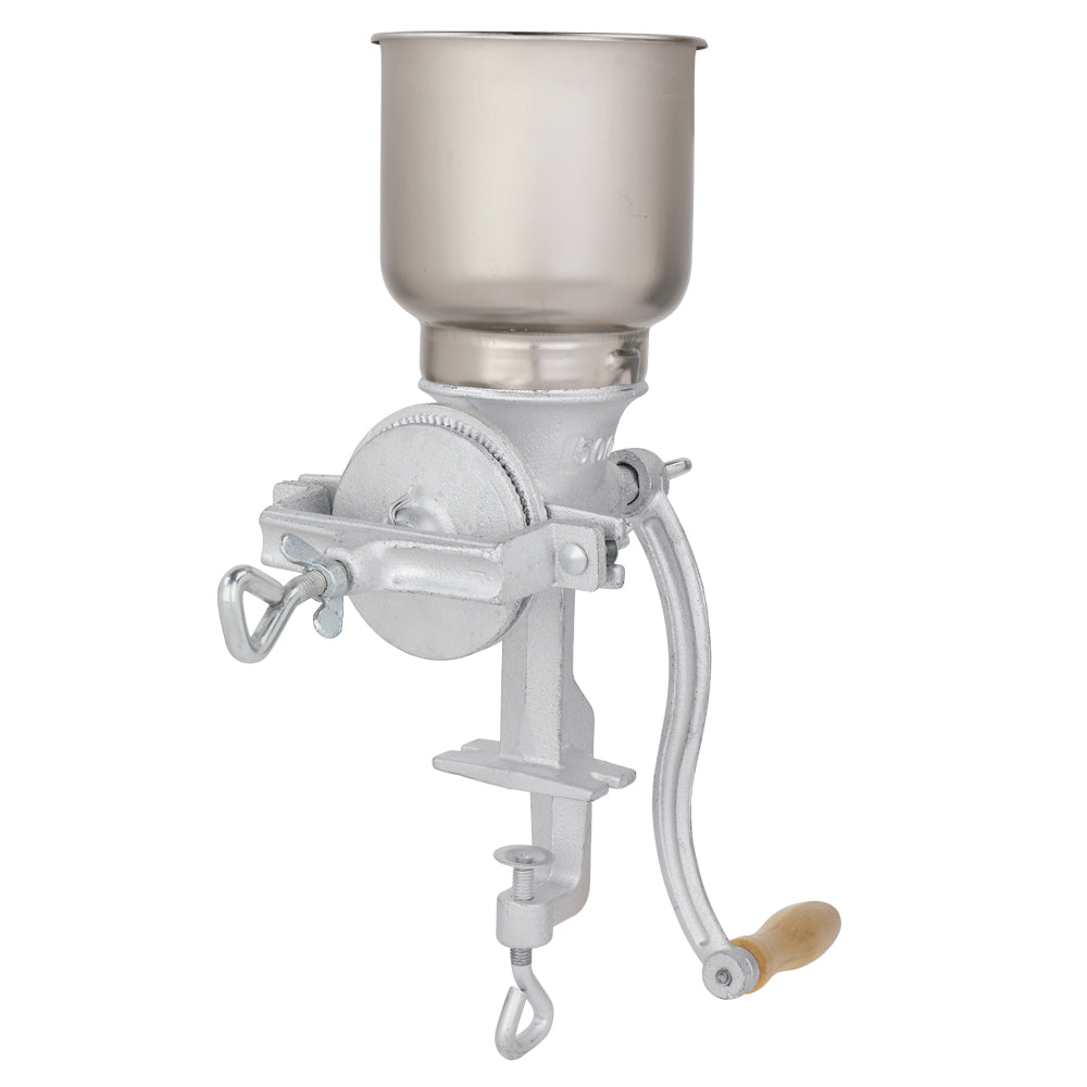 Silver Stainless Steel Hand Grain Grinder for Home Use - Adjustable & Durable