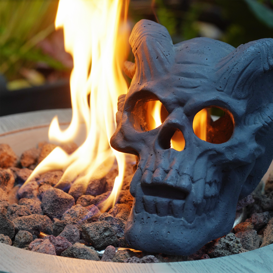Fireproof Skull Gas Log for Fire Pit & Fireplace - Halloween Decor