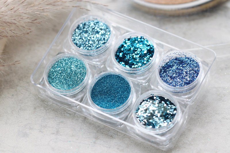 Glitter Sequin Nail Powder Set - 6 Boxes
