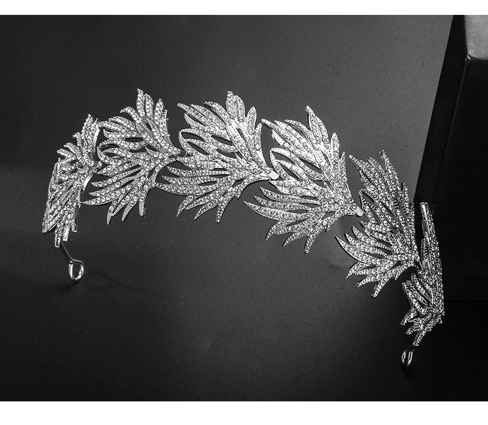 Palace Wedding Crown Headpiece - White Crystal