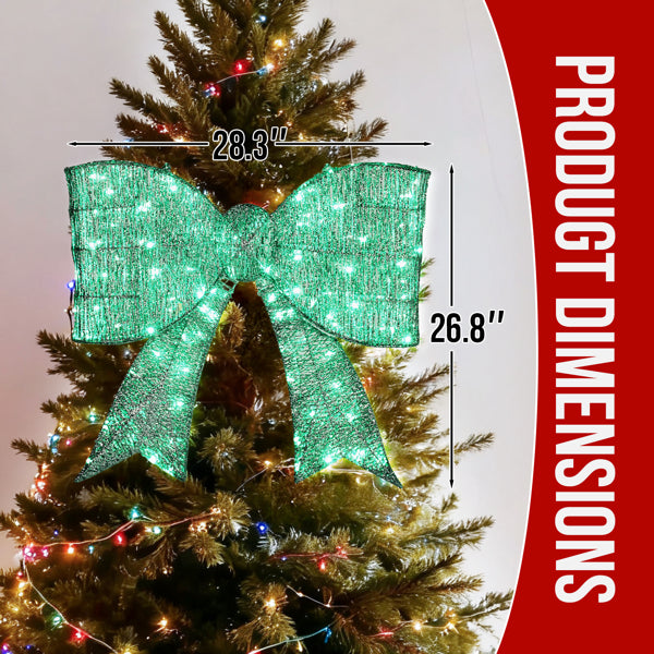 Giant Pre-lit Christmas Bowknot Decoration with 124 LED Lights