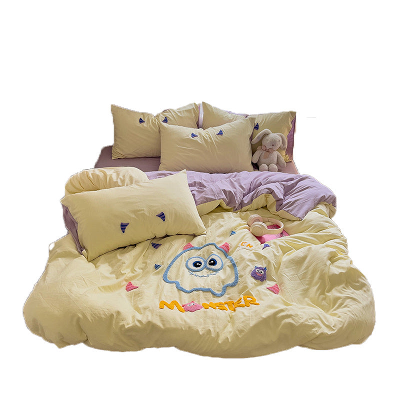 Skin-Friendly Cotton Quilt Bedding Set - 4 Pieces, Multiple Sizes & Patterns