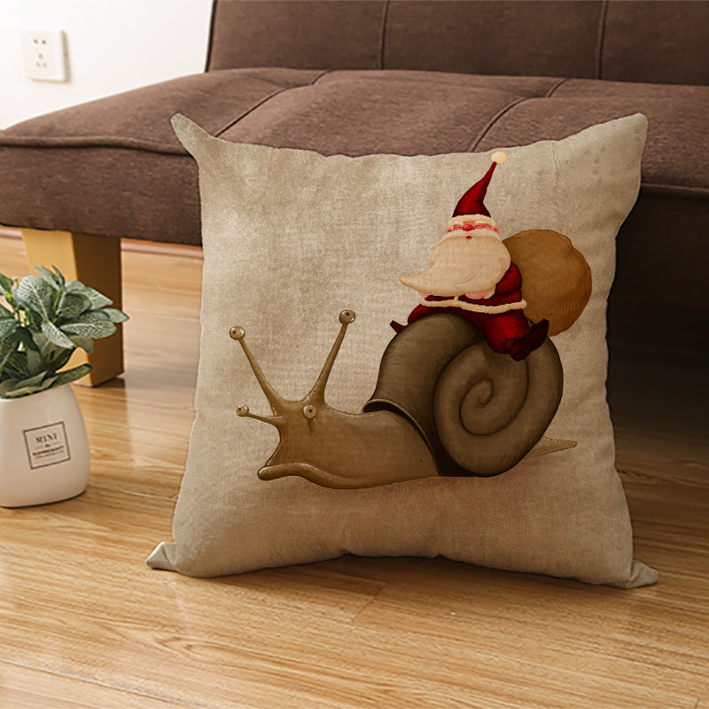Christmas Pillowcase 45x45cm Cartoon Pattern Linen Cushion Cover