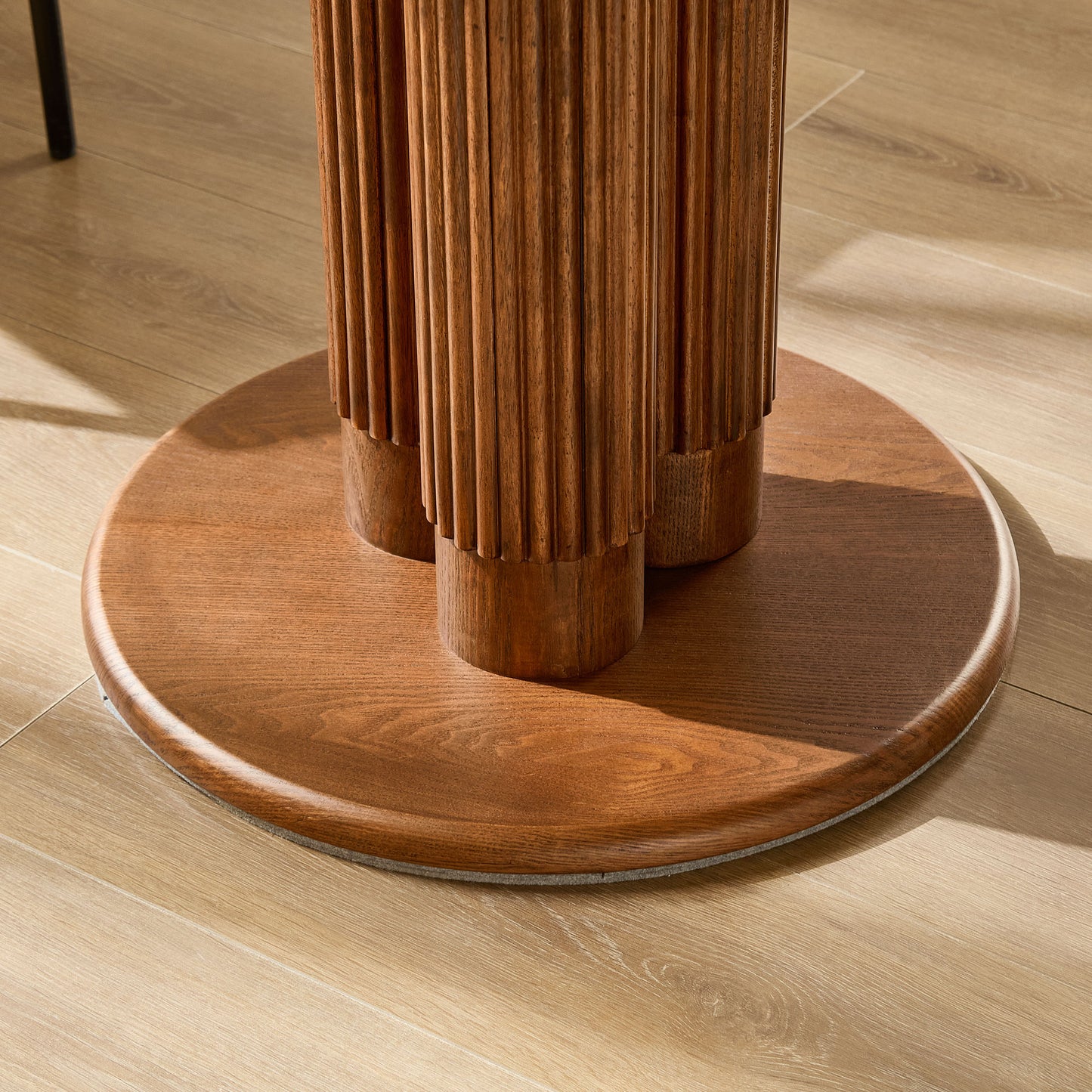 33-Inch Round Dining Table with Sintered Stone Top - Walnut