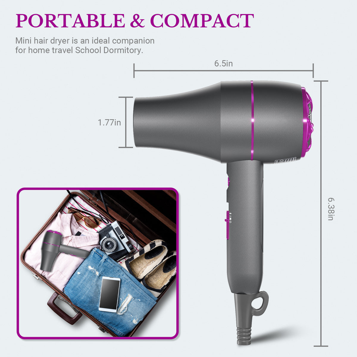 High Power Constant Temperature Dryer for Home Use - Multi-Color Options