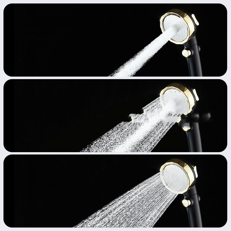 Supercharged Shower Head Black Gold High Pressure Bathroom Fixture