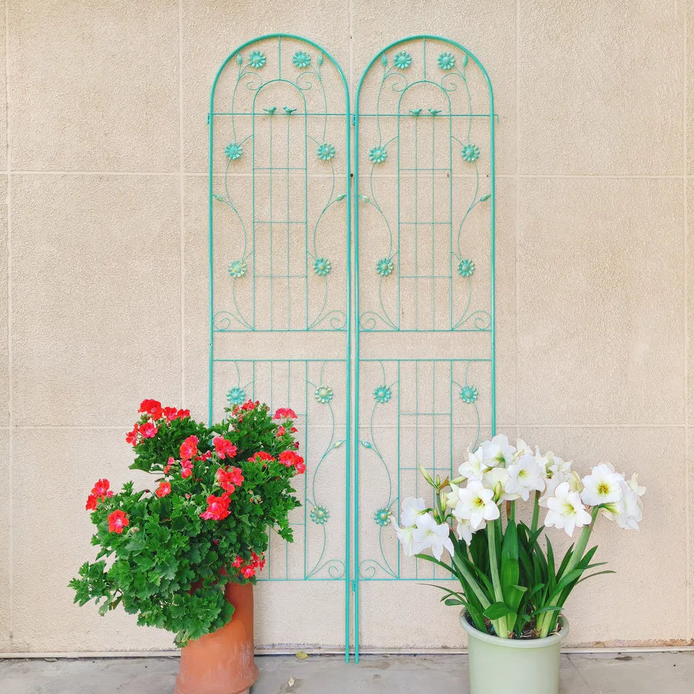 Metal Garden Trellis - 86.7" Rustproof Climbing Plant Support - 2 Pack