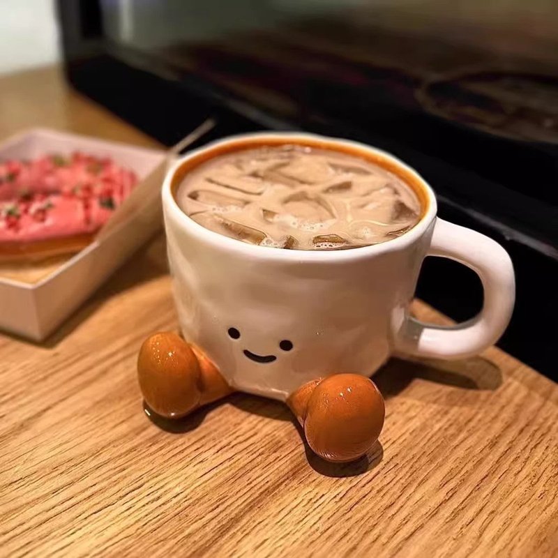Cute Ceramic Coffee Mug - Cartoon Style, 301-400ml, Multiple Colors
