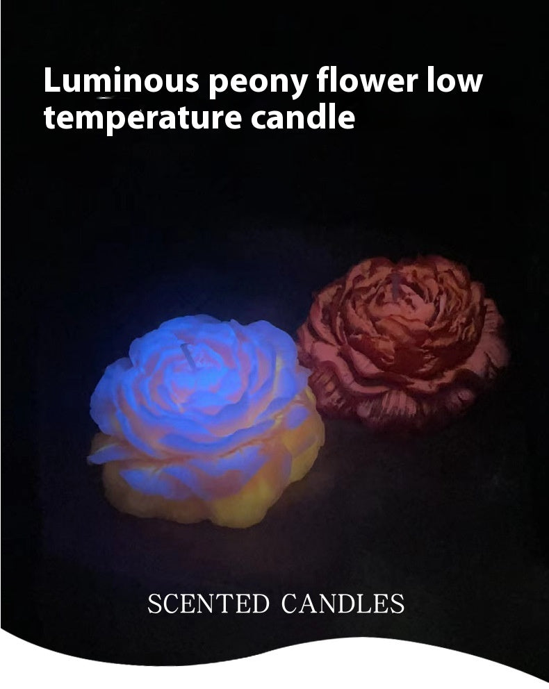 Peony Flower Candles - Fluorescent Soy Wax Handmade Aromatherapy Decor