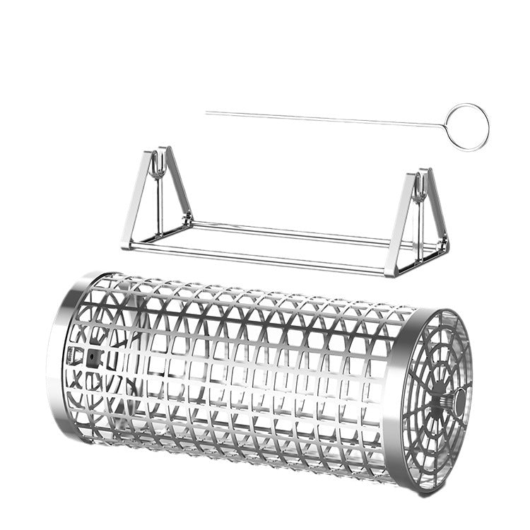 Portable Stainless Steel BBQ Grill Basket for Outdoor Smoking and Grilling