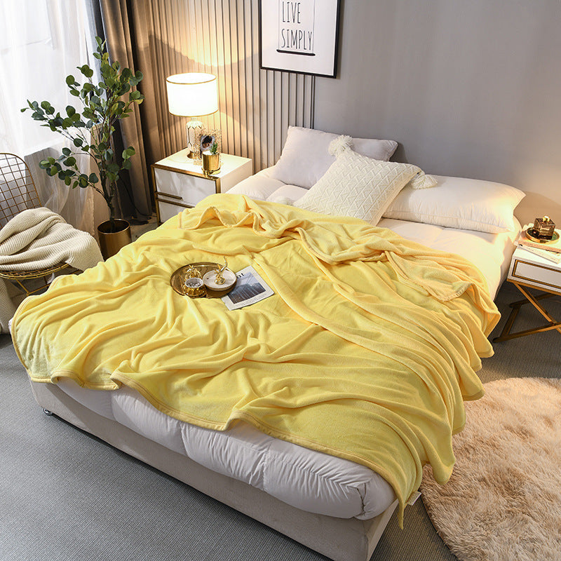 Thick Flannel Blanket for Bedroom and Dormitory Solid Color Winter Bedding