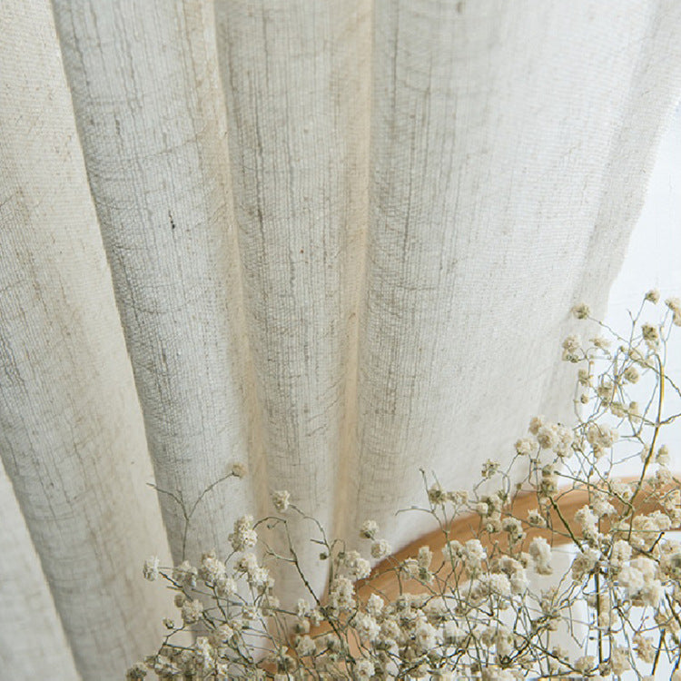 Japanese Linen Half Shade Curtain Solid Color Balcony Bedroom Living Room
