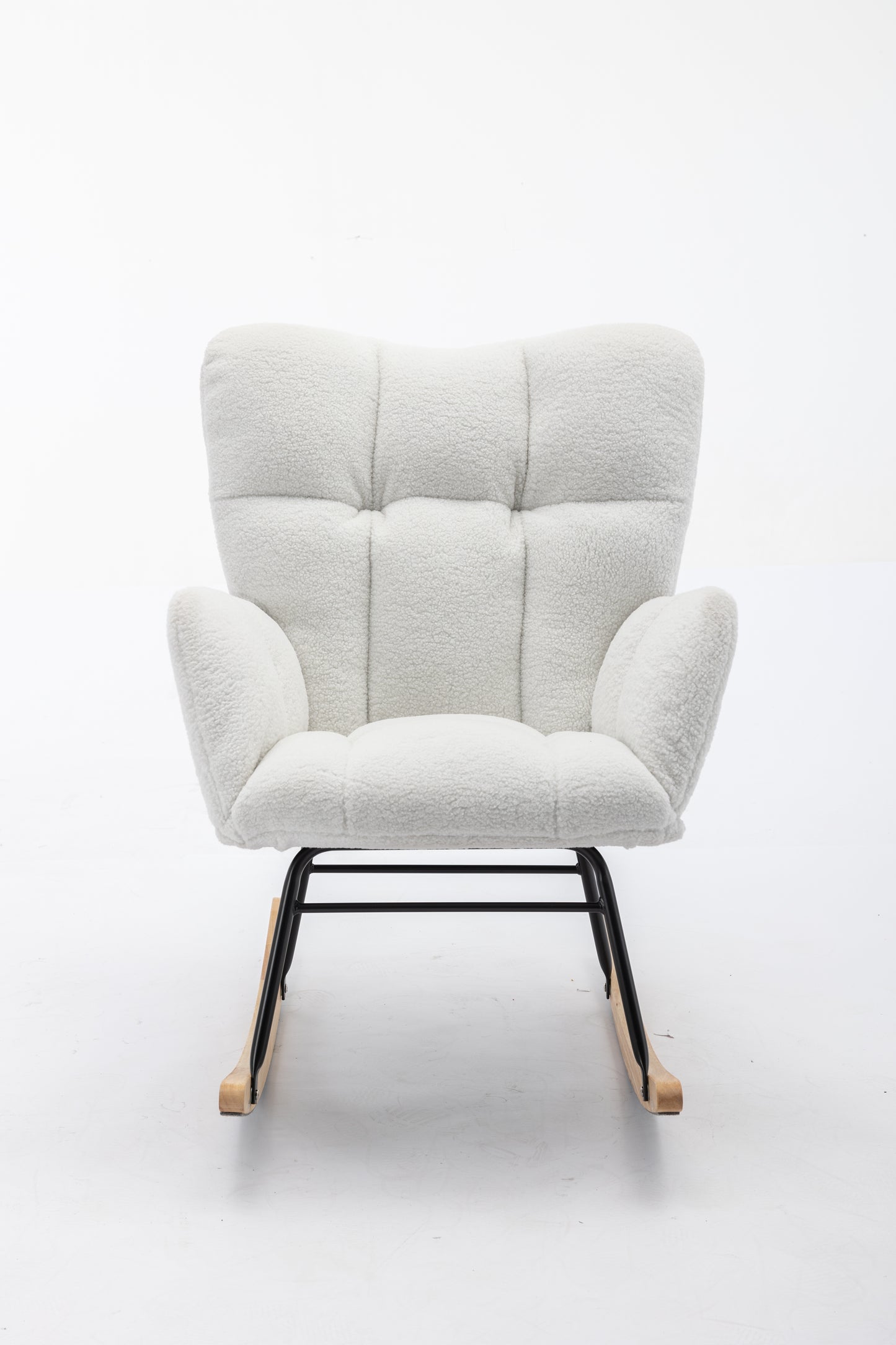 Ivory Teddy Fabric Rocking Glider Chair - Modern Nursery Accent