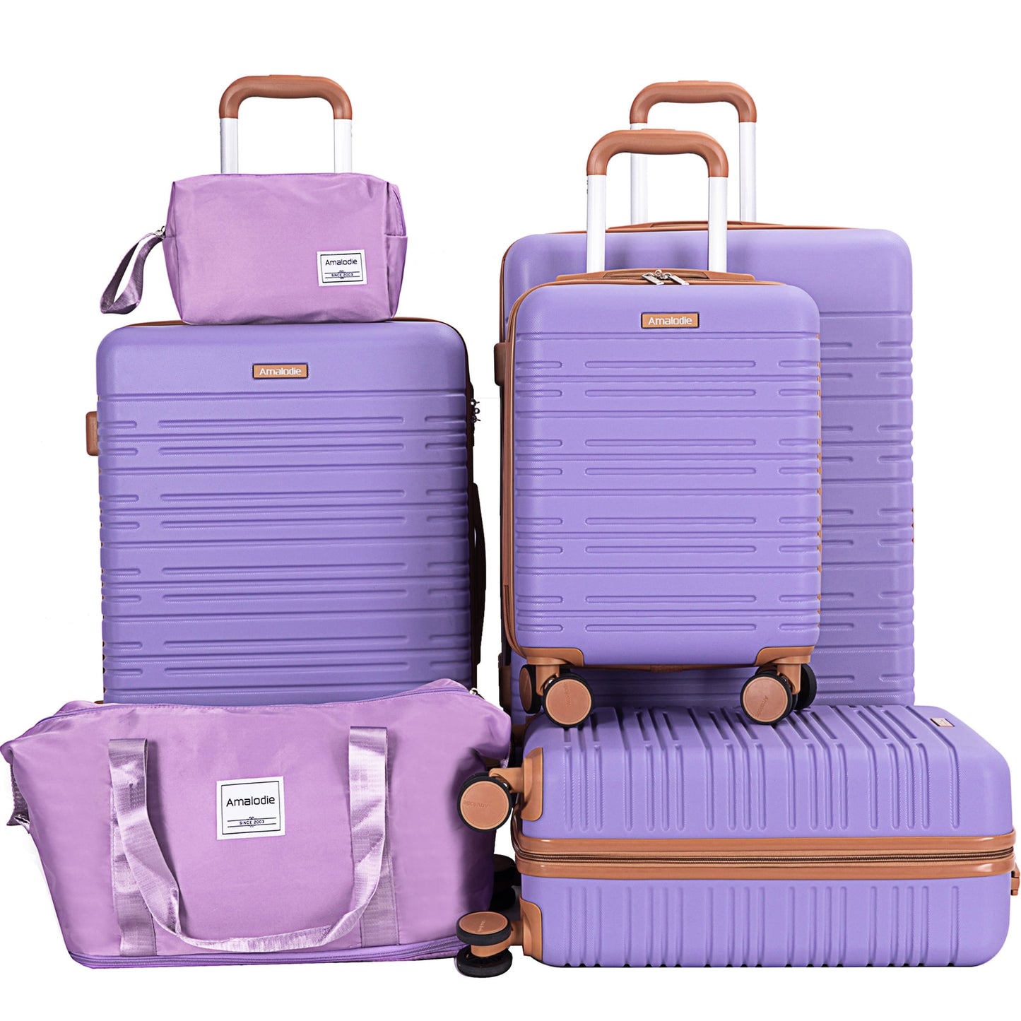 6 Piece Luggage Set, ABS Hard Shell Travel Suitcase With TSA