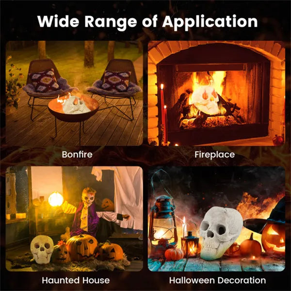 Realistic Human Skull Fire Pit Decoration - Halloween Decor