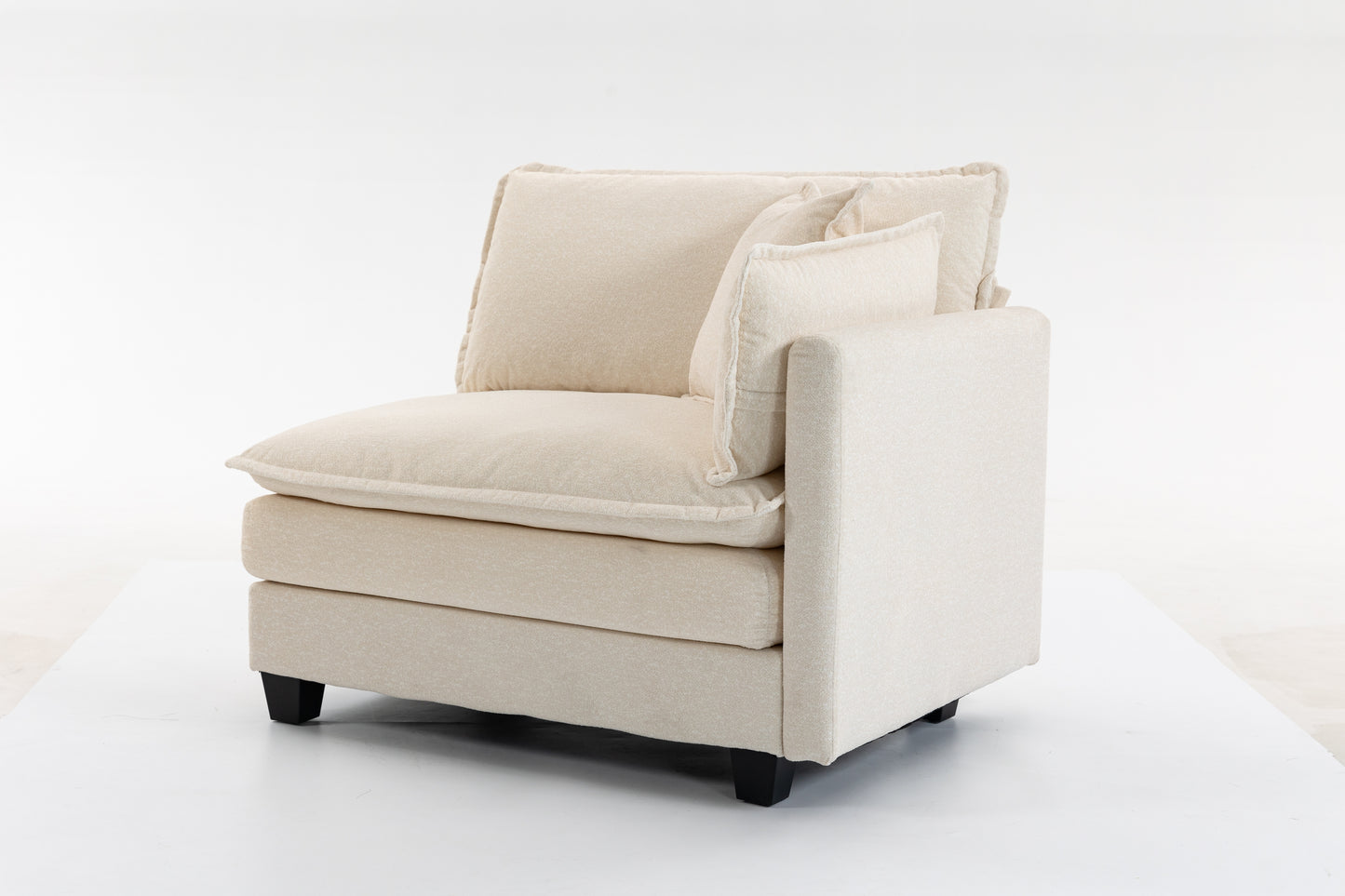 Modern 2-Seat Sectional Sofa with Chaise Lounge - Antique White